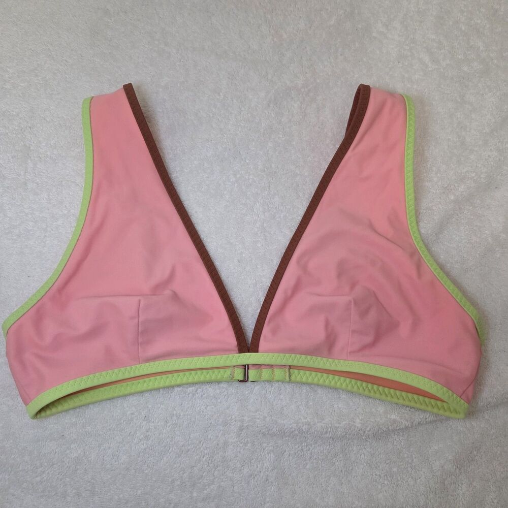 Aerie Swimwear Scoop Triangle Bikini Top Adjustable Hook Closure Peach Medium
